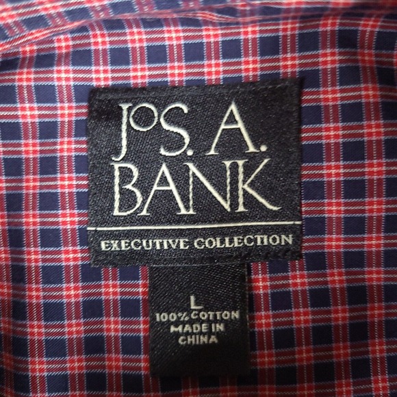 Jos A Bank Shirt Mens Large Blue Red Plaid Button Down‎ Executive Collection - Picture 4 of 15